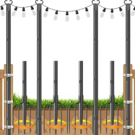 Jytobn 637609908897 10ft String Light Poles 4 Pack For Outdoor 4pack Black