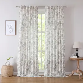 B0bb5w6rff Kayne Studio Botanical Print Semi Sheer Curtains Linen Grey Floral Leaf Farmhou