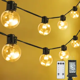 B0fc5xttpt Kepstars Outdoor String Lights 25ft 20 Led Bulbs Hanging Patio Dimmable