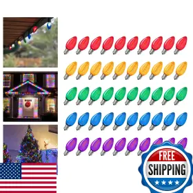 B0fktnkdyk Kgc 50pk C7 Christmas Led Bulbs Shatterproof Outdoor Multicolor E12 Base
