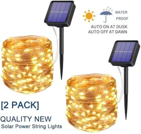 Bjsi2edx Kingeng 2 Pack Total 66ft Solar String Lights Outdoor Fairy Light 200led 8 Modes Ip67
