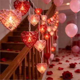 B0fwclrbjf Kivonfa Red And Pink Heart Shape String Lights 8.5ft Valentines Day With