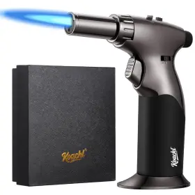 529bg Koackl Dual Flame Butane Torch Lighter Refillable Kitchen Black