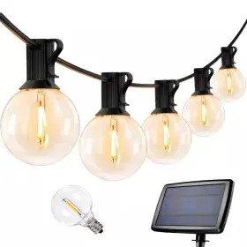 Koaoeirs 445007537563 25-light 50 Ft. Outdoor Solar Integrated Led Globe String-light 2700k Warm White