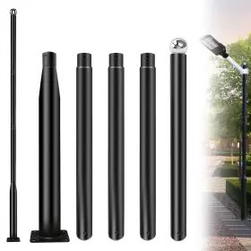 Pole-01 Koiyingnote Street Light Pole 16ft Outdoor Adjustable Metal Lamp Post Solar Stre