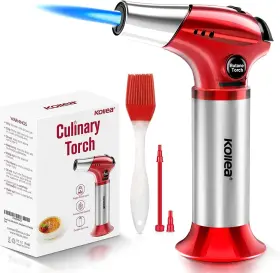 Kollea 724190522899 Creme Brulee Torch Refillable Butane Lighter Kitchen Red