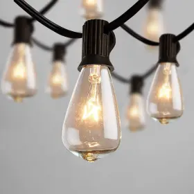 Konictom 726084659476 10ft Outdoor String Lights Black Edison With 11 Clear Bulbs