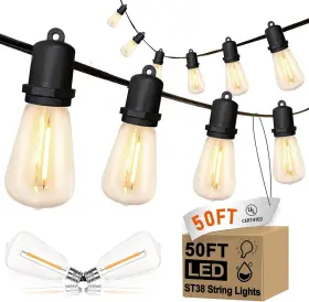 O-c-25-0.6-s3 Konictom Dongguan Lianrun Lighting Co Ltd 50ft Led Outdoor String Lights With 27 Shatterproof St38 Edison Bulbs Waterproo