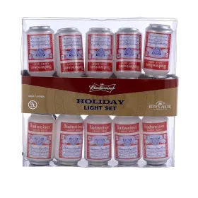 Ab9140 Kurt Adler Budweiser Ul 10-light Vintage Can Light Set