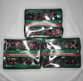 N0ne Kurt Adler 3 Boxes Christmas Peppermint Candy 10 Light Per String Set Of Rare