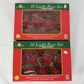 Ul1414 Kurt Adler Ul1414/r Vtg S Red Flowers Rose Light 2 Sets Indoor Outdoor Wedding 20 Blooms
