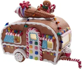 Jel1102 Kurt S. Adler 086131558368 8.4 Inch Battery Operated Light Up Gingerbread Food Truck