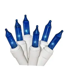 2970-24rdib L & H Union Co Ltd 2970-24rdib/pb 50 Christmas Lights On A White Wire String Ul Approved Indoor And Blue
