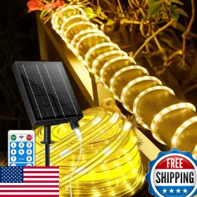 B0f6619zff Lairtpow 200led Larger Tube Solar Rope Lights Waterproof Rechargeable Dual Charge