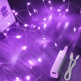 B0f5qgm5rg Lakumu Rechargeable Fairy Lights Battery Operated String Timer Purple Led