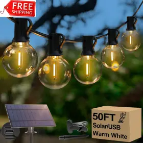 Gls-18j2p-g40-25 Lakumu 50ft Solar String Lights Waterproof Led Outdoor G40 Globe Patio