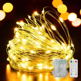 B0fl2hny8y Lamphome 100 Led 33ft Fairy Lights Battery Operated With Remote Mini Starry Strin