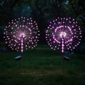 B0fft67g6m Lanthium 2-pack 250led Solar Garden Lights Outdoor Firework Purple Dual Mode Waterproof