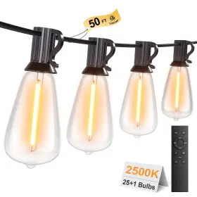 B0c5m22dlk Lapitio 50ft Outdoor String Lights Remote Garden Patio Decor 2500k Warm White