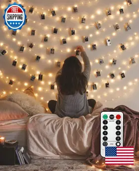 B07gpk3cnk Leclstar 50 Led Photo Clips String Lights 17ft With Remote - 8 Modes Fairy Ligh