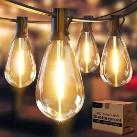 Ts14v5015-2 Led 100ft Outdoor String Lights Patio With 30 Shatterproof Vintage Ediso