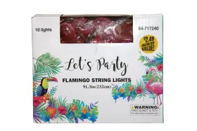 88-717240 Lets Party 818068053353 Flamingo String 10 Lights Battery Operated 91.3 In-su