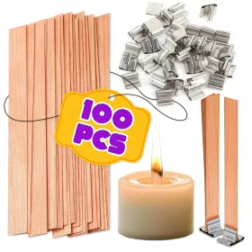 Cw100-000432 Liberhaus Wood Wicks For Candles Making 100 Pcs 50 Sets Long Wooden Ca