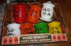 L-107 Lidco Ming Dynasty Party Patio Lanterns Lights Vntg 60s Rv Camper Tiki Vguc Iob