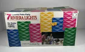 L-307 Lidco Vintage Riviera Party Patio Lanterns 7 Light Set Blow Mold Usa