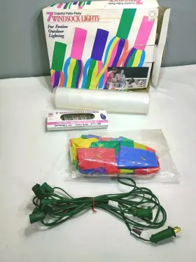 L1070 Lidco Vtg 7 Colorful Patio Party Rv Tiki Camper Windsock Light Set Style