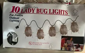 L3070 Lidco Vintage Metal Gold Indoor Outdoor String Light Lady Bugs
