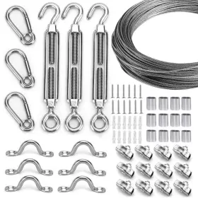 Litcher 738596636166 Globe String Light Suspension Kit Outdoor Guide Wire Vinyl Coated Sta