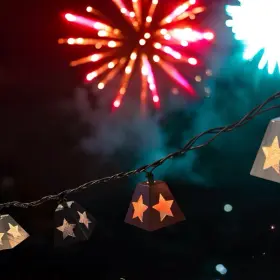 M81545 Litex Industries Whole Home String Of 10 Lights Metal Box Star Cutouts 9 In And Outdoor Americana