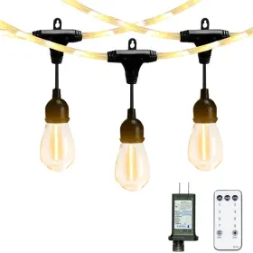 Psgls14 Litterra Led Outdoor String Rope Lights With Edison Shatterproof Bulbs 28.2 Ft Dimmab