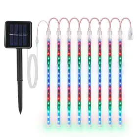 Ljg 617201855140 Solar Powered Meteor Shower String Lights 9.84ft Falling Raindrop Tube Lamp Wate