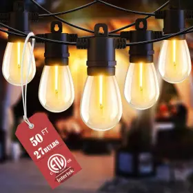 Lno3976 Loniuto Outdoor String Lights 50ft Patio With 27 S14 Vintage Waterproof &