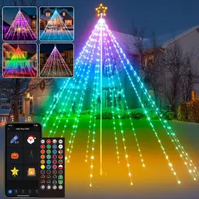 Besl92 Lopanbs 12ft 478leds Outdoor Christmas Tree Waterfall Lights With Pole White Besl92 Lopanbs 12ft 478leds Outdoor Christmas Tree Waterfall Lights With Pole White
