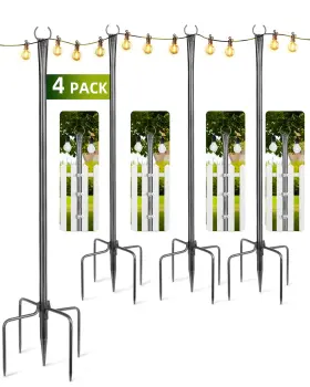 Slp042 Lryxeg String Light Poles 4 Pack 10ft Outdoor Frosted Silver