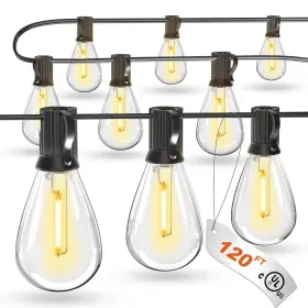 Luckystyle 702571167525 120ft Led Outdoor String Lights With 30 2 Edison Shatterproof Wate
