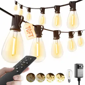 B0fcbxm47l Luckystyle 70ft Led Outdoor String Lights Remote 24 1 Shatterproof Bulbs
