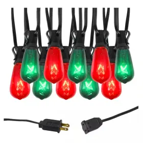 Lumabase 445000811837 Electric String Lights With 10 Red And Green Edison