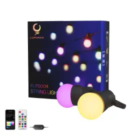 Lumiman 973962675859 Smart Outdoor String Lights Rgb Waterproof Shatterproof Globe