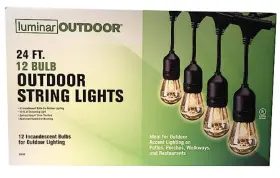 63483 Luminar Outdoor 24ft 12-bulb String Lights Black