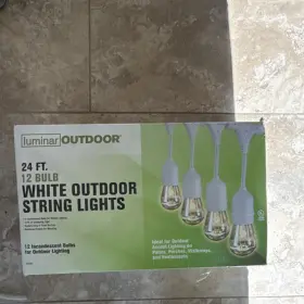 64728 Luminar Outdoor 24 Ft 12 Incandescent Bulb White String Lights