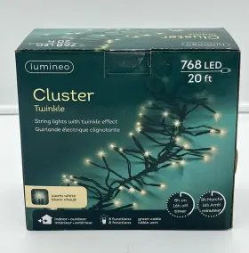 Lumineo 720194177143 New Cluster Twinkle String Light 20 Ft / 768 Led Warm White With Timer