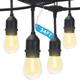 Lr40030 Luxrite 24ft Led Outdoor String Lights Commercial Grade Waterproof 12 Edison S