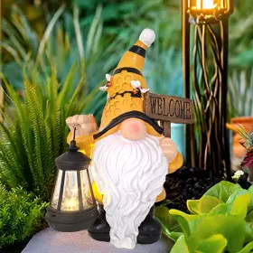 Jl-td1 Maikall Rish Gnome Garden Statues With Solar Lights Outdoor Gnomes Sculpture Yard Patio De