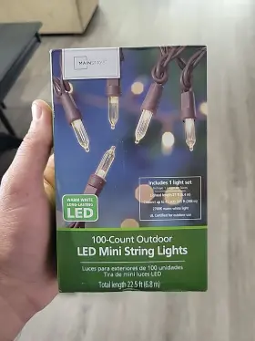 Mainstays 764878630102 Mini String Lights Warm Outdoor Green 100 Count Led 22.5 Ft