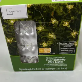 Ms170642481601s Mainstays 30 Butterfly Solar Led String Lights Outdoor 2700k Warm White 9.51ft