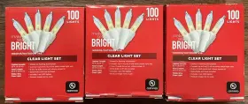 Make The Season Bright 195602038282 Lot Of 3- Indoor/outdoor Use Clear Light Set 100 Lights White Wire